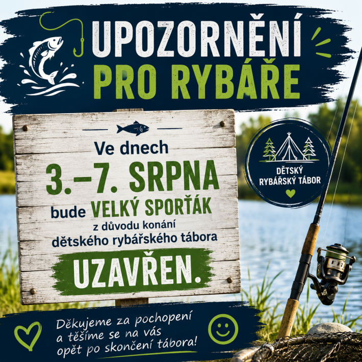 Dětský rybářský tábor 3.-7.8.2026